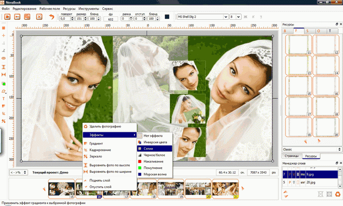 Novabook - программа для верстки фотокниг. Позволяет быстро и легко